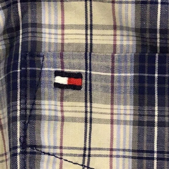 TOMMY Hilfiger blue plaid button down shirt small - Picture 9 of 10